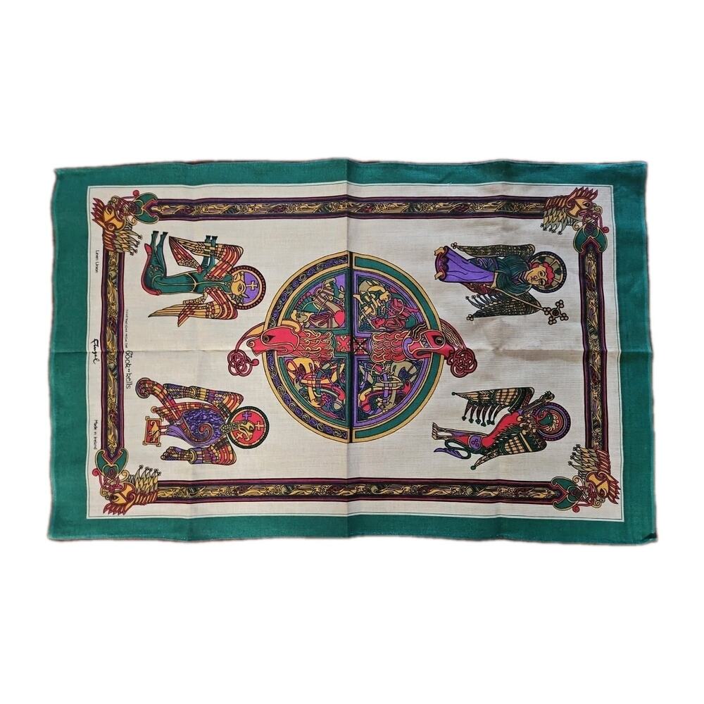 Kells Cotton Tea Towel Linen Yellow Green Red Multi-color